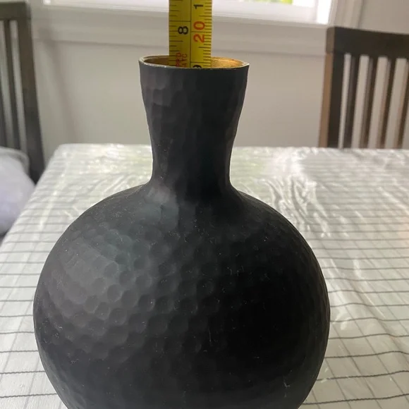 Black Hammered Vase with Gold Interior - Picture 8 of 9